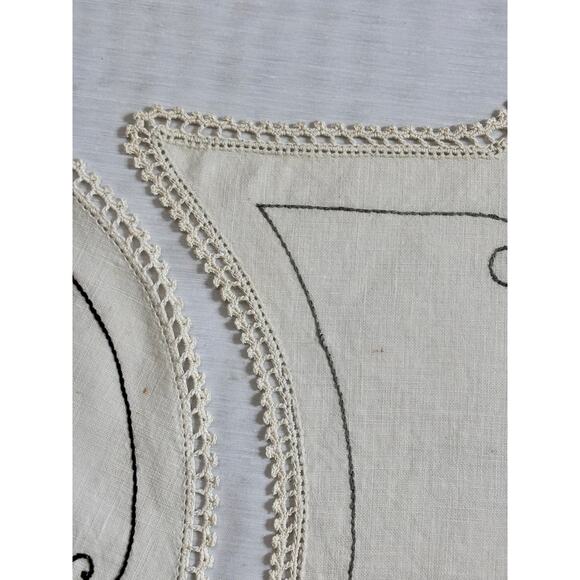 Vintage 3pc Set Embroidered Table Runner Dresser Scarf Blue Gold Floral AS  IS